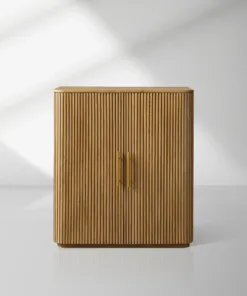 Finnley Wood Bar Cabinet with Metal Base