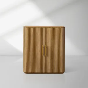 Finnley Wood Bar Cabinet with Metal Base