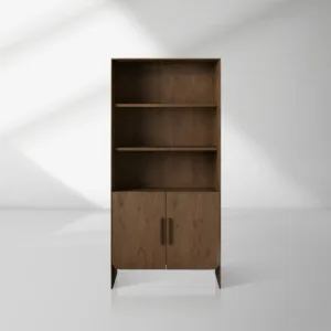 Felton Solid Oak Bookcase Cabinet With Removable Shelves