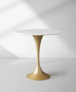 Saint Germain Tavern Small Dining Table Marble Top with Steel Base