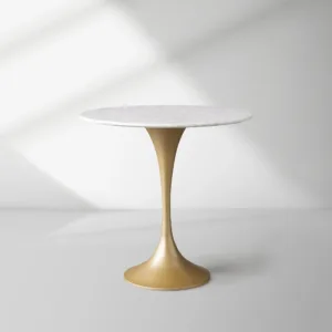 Saint Germain Tavern Small Dining Table Marble Top with Steel Base