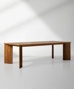 Yorn Wood Dining Table Angled Leg Design in White Oak or Walnut