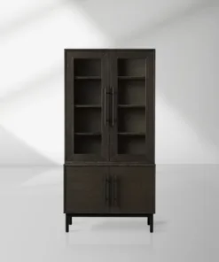 Sullivan Oak Wood Rustic Display Cabinet