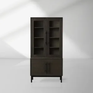 Sullivan Oak Wood Rustic Display Cabinet