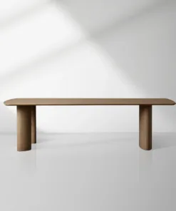 Theo Curved Dining Table Solid Oak Design with Sculptural Base