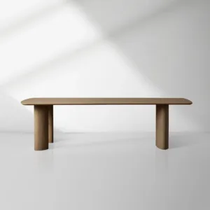 Theo Curved Dining Table Solid Oak Design with Sculptural Base