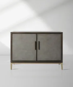 Malone Two-Door Wood Buffet Cabinet Sideboard With Leather Accents