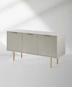 Doroda Modern Wood Frame Sideboard Spacious Cabinets With Gold Hardware
