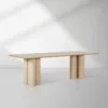 Rinde Solid Wood Ash Rectangle Dining Table with Sculptural Columnar Legs