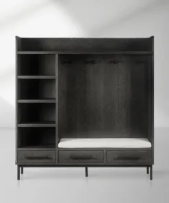 Sullivan Oak Wood Entry Cabinet Modern Rustic Entrance Lockers
