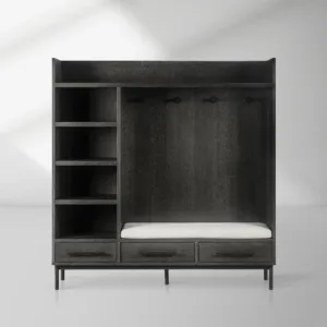 Sullivan Oak Wood Entry Cabinet Modern Rustic Entrance Lockers