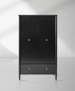 Lavenir French-Inspired Gloss Black Drawer Armoire