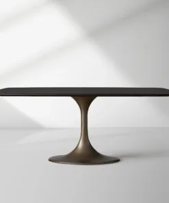 Saint Germain Solid Wood Dining Table with Steel Base
