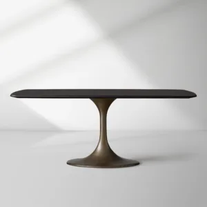 Saint Germain Solid Wood Dining Table with Steel Base