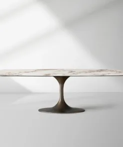Vincenza Marble-Look Ceramic Dining Table with Steel Base