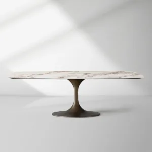 Vincenza Marble-Look Ceramic Dining Table with Steel Base