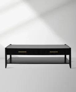Lewis 56" Modern Coffee Table Wood Sofa Center Tea Table with Fluted Drawers