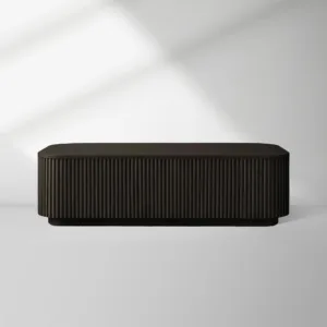 Finnley Solid Wood Coffee Table Rustic Sofa Center Tea Table with Reeded Design