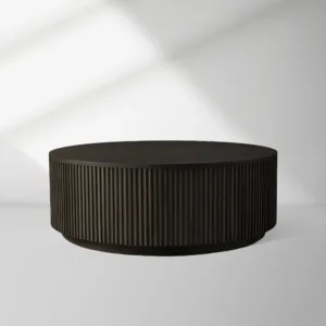 Finnley Round Wood Coffee Table Modern Sofa Center Tea Table with Reeded Detailing