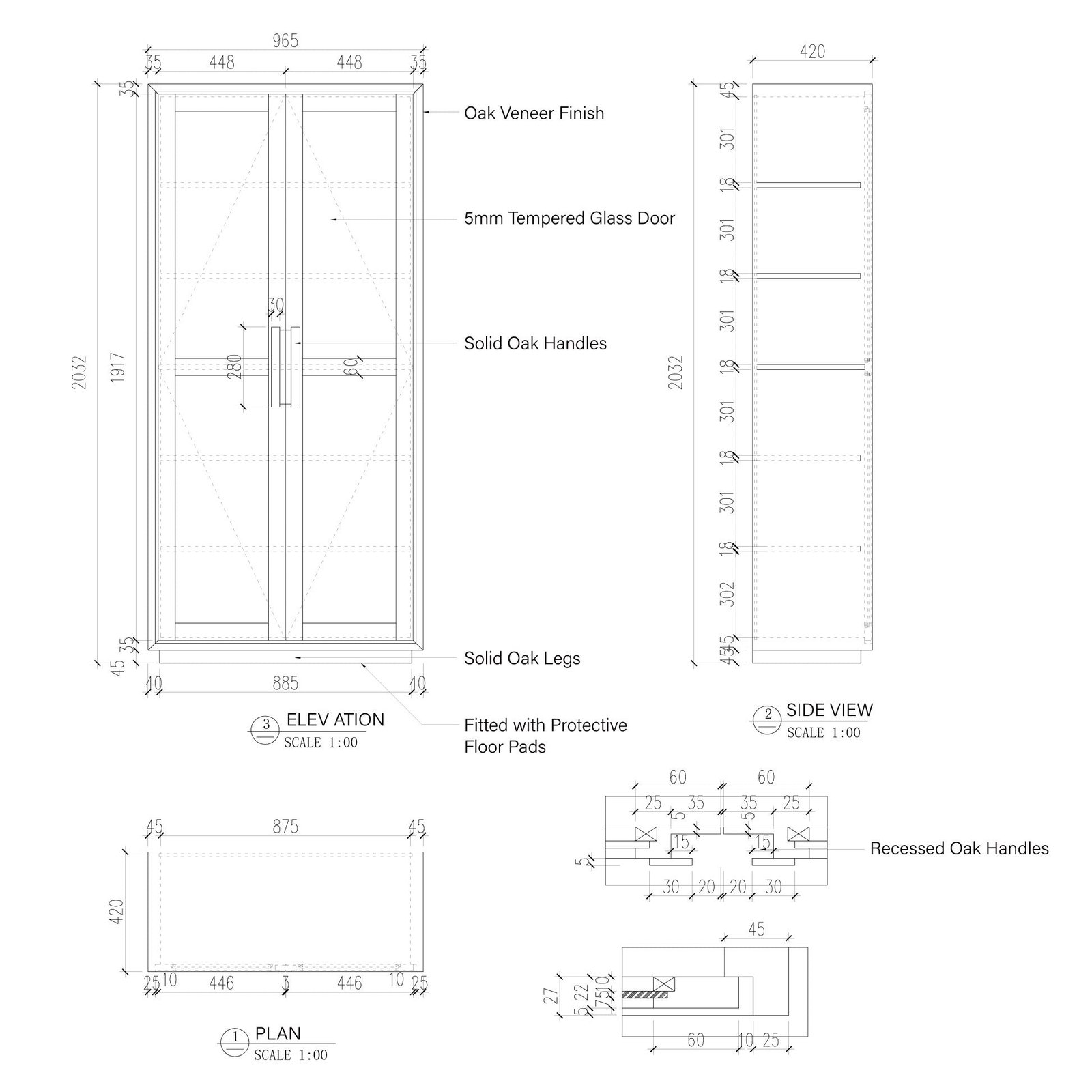 Willow Wood Tall Display Storage Cabinets Clean-Line Design - Image 6
