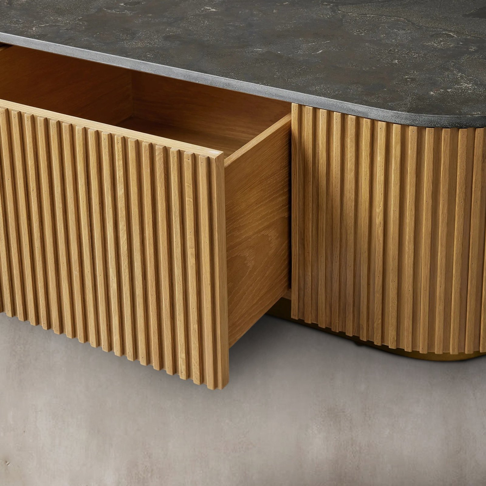 Finnley Storage Coffee Table Stone Top Sofa Center Tea Table With Drawer - Image 3