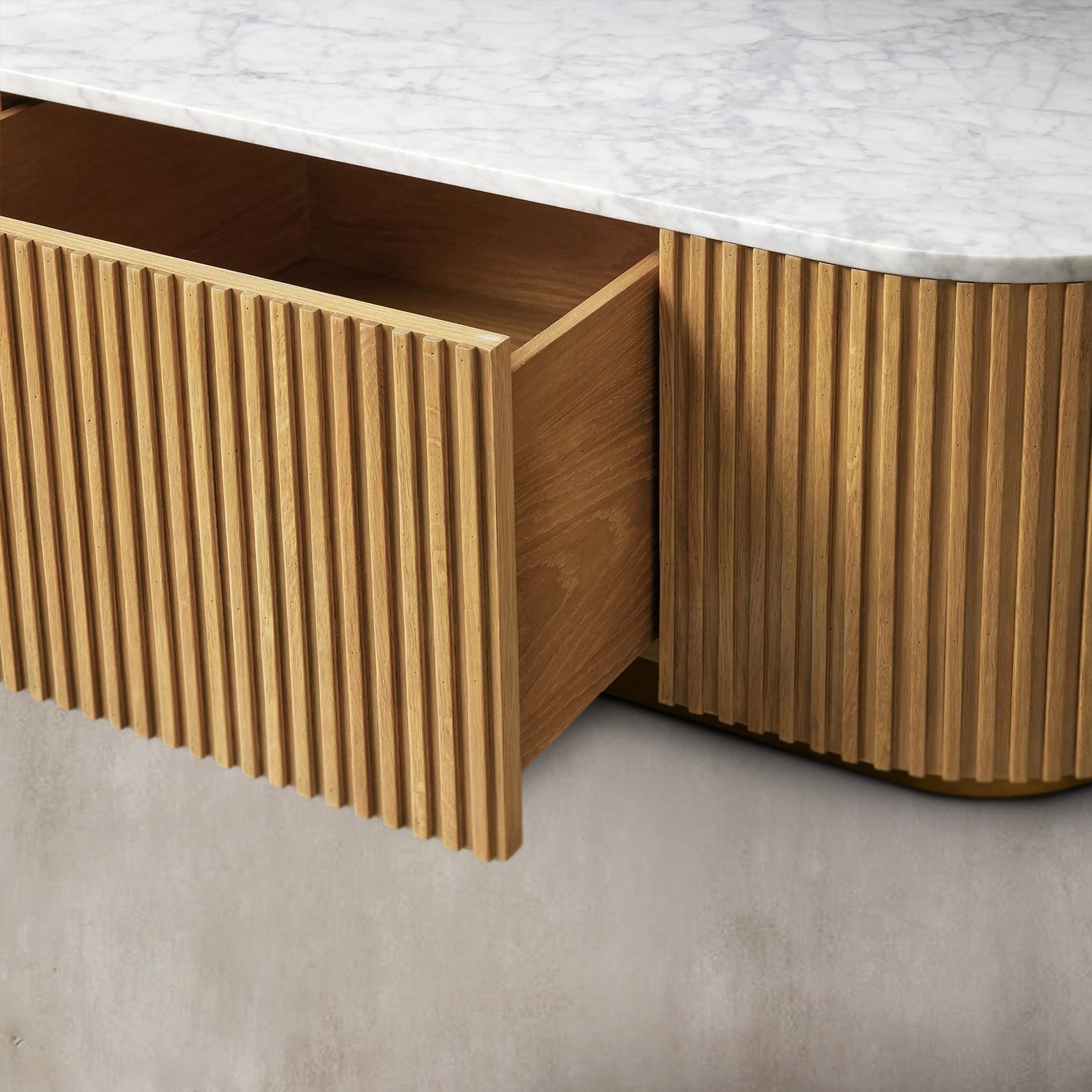 Finnley Storage Coffee Table Stone Top Sofa Center Tea Table With Drawer - Image 6