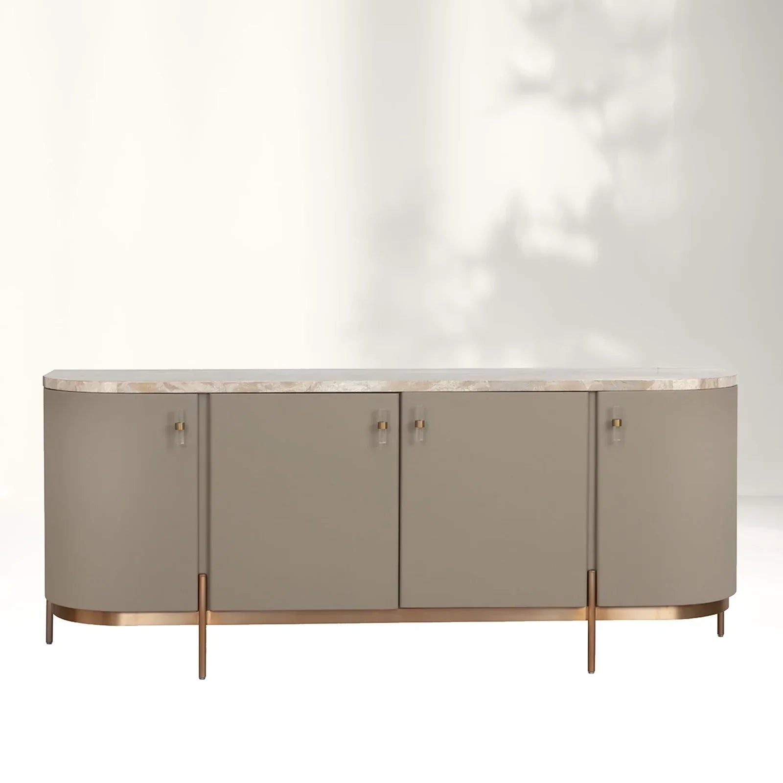 Canodi Luxury Marble Top Sideboard Wood Storage Cabinets With Leather Finish - Image 3