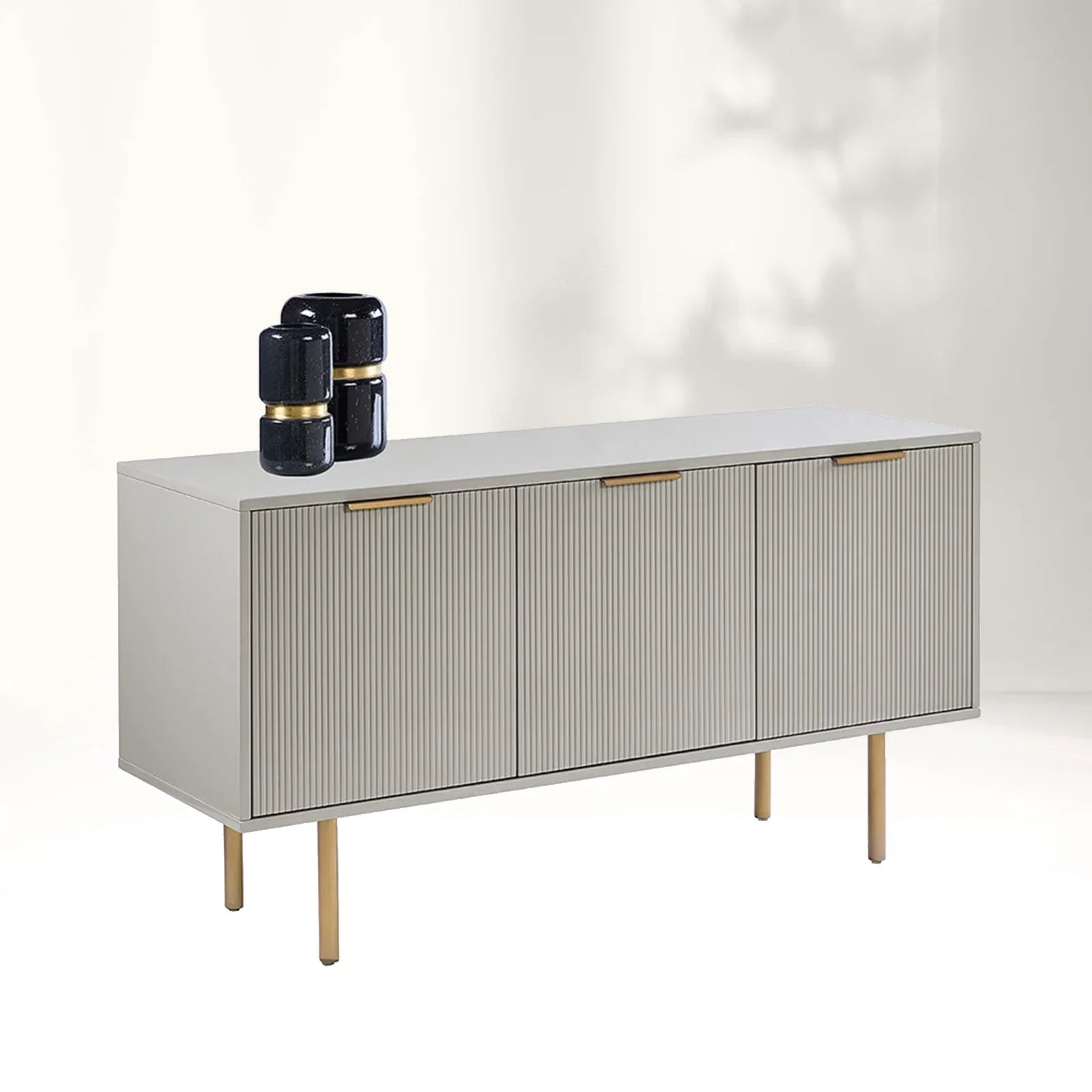 Doroda Modern Wood Frame Sideboard Spacious Cabinets With Gold Hardware - Image 4