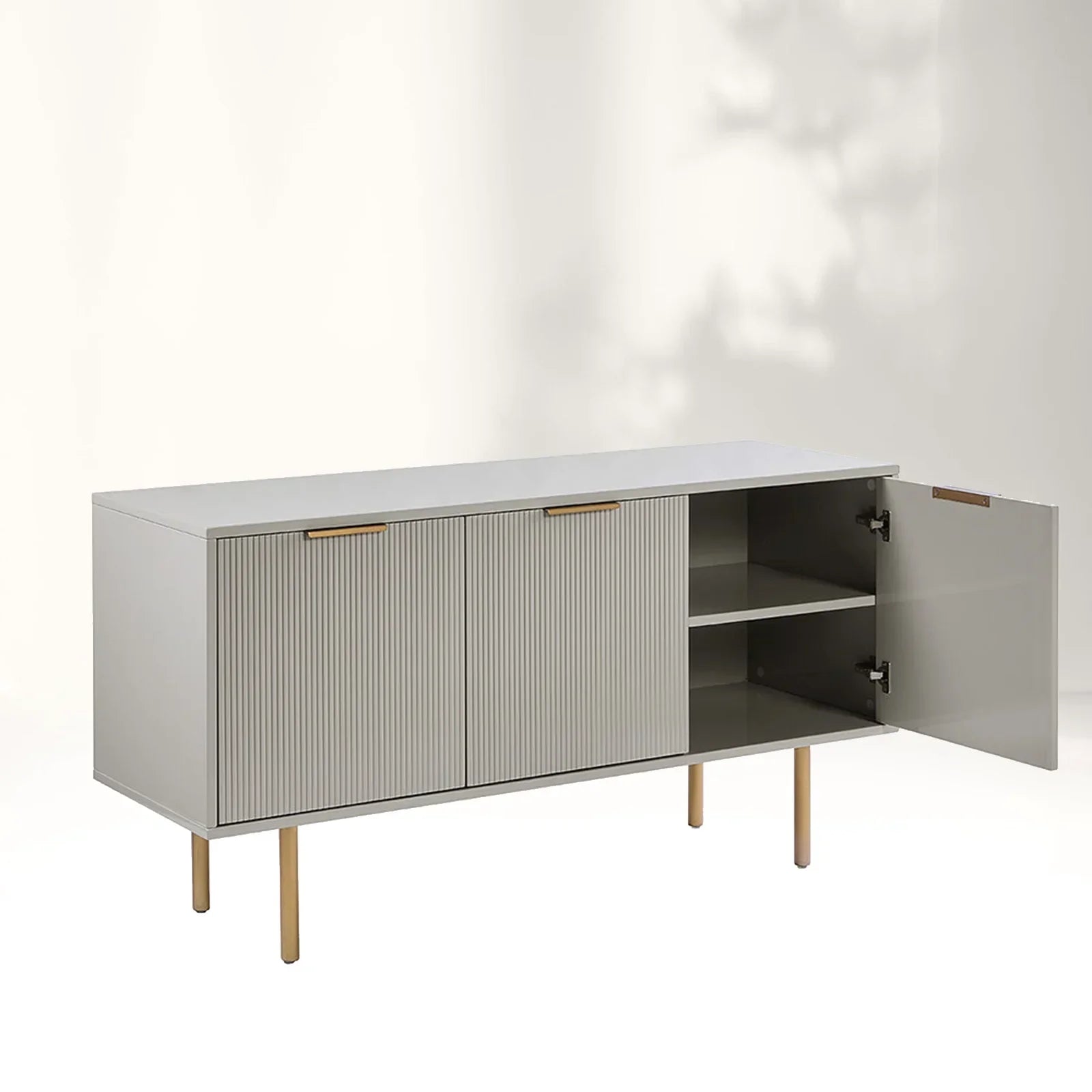 Doroda Modern Wood Frame Sideboard Spacious Cabinets With Gold Hardware - Image 5