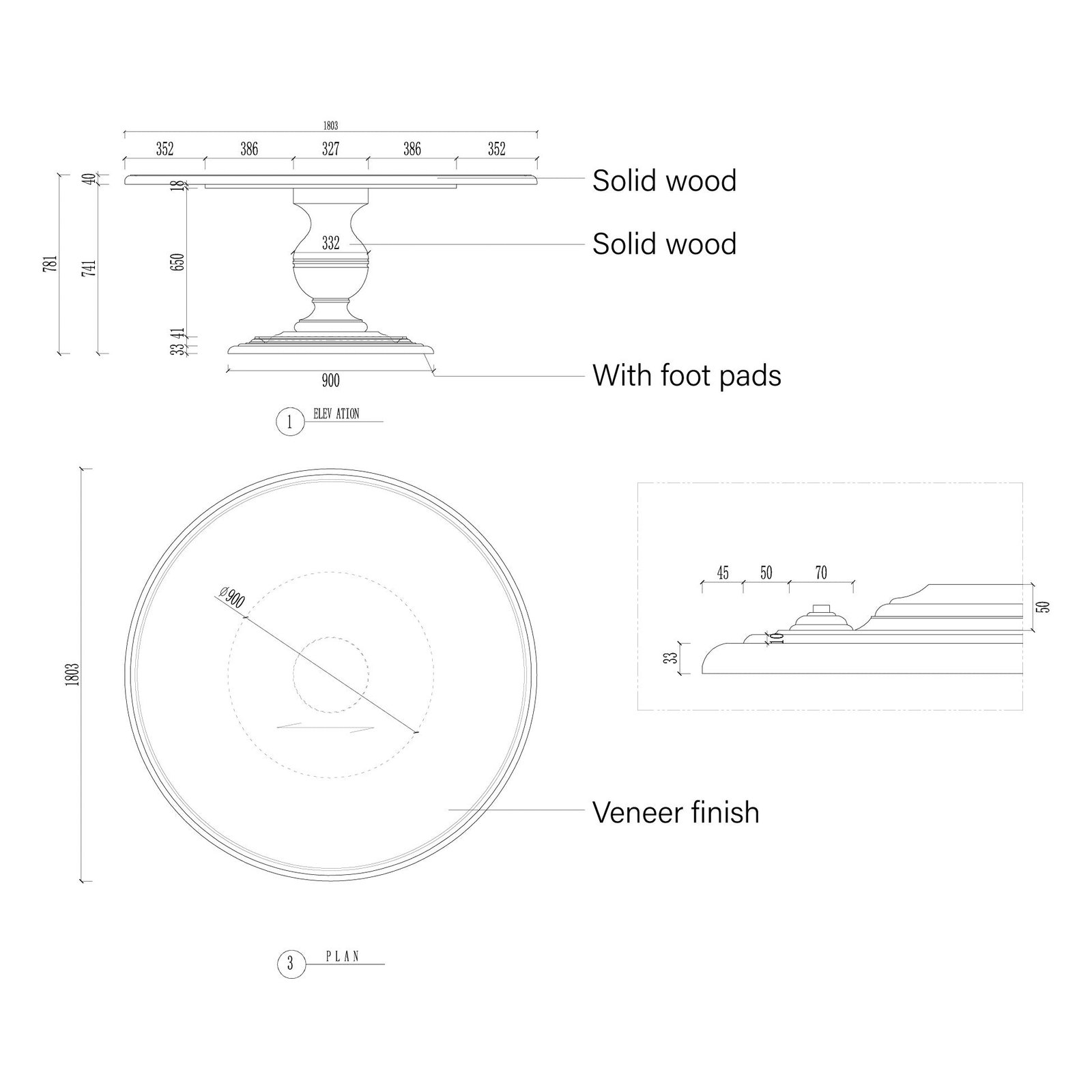 Asolo Round Dining Table Hand-Carved Tulipwood - Image 6