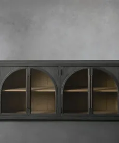 Hattie Solid Oak Sideboard Vintage Arched Buffet Storage Cabinet