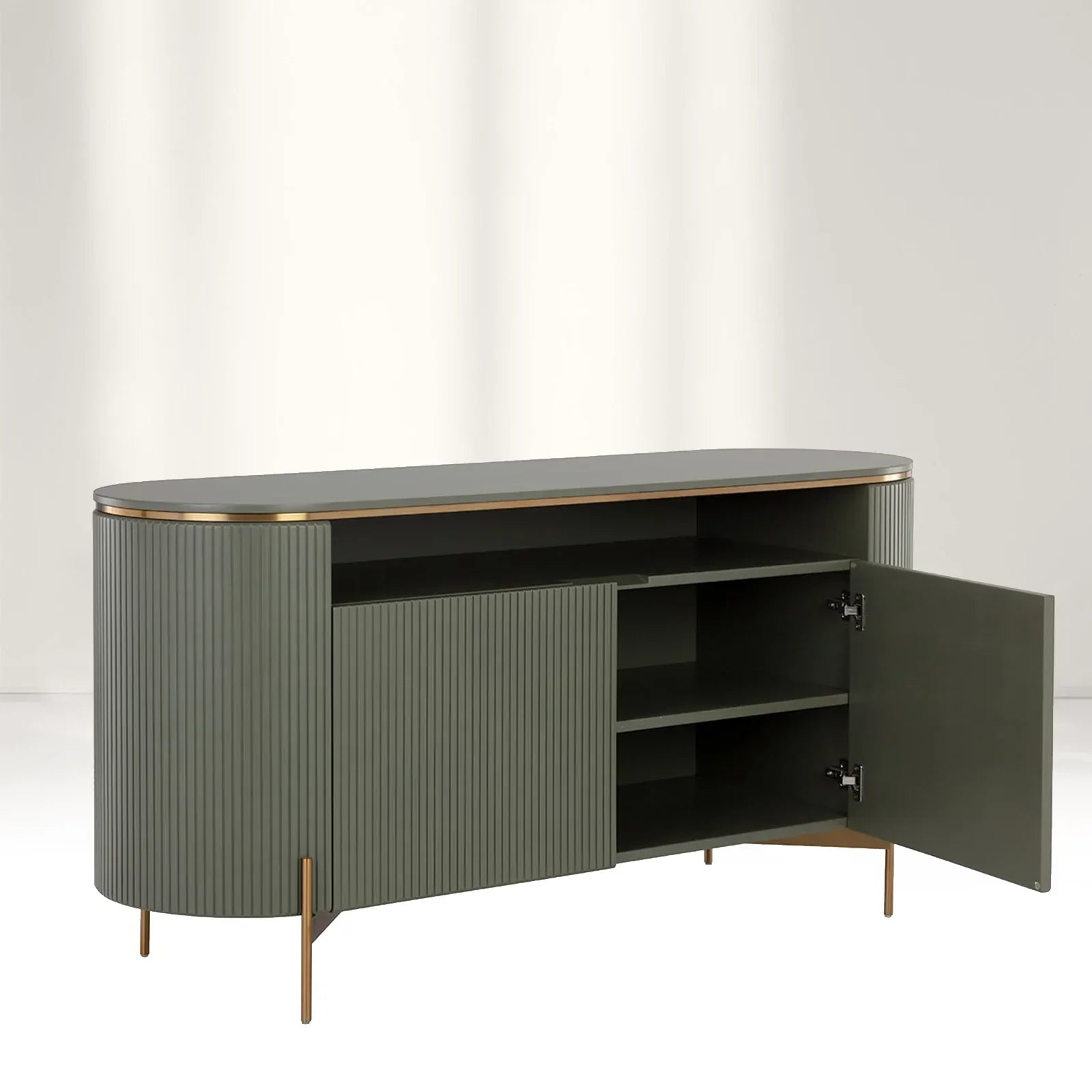 Panoso Curved Sideboard Luxury Buffet Cabinet With Gold stainless steel legs - Image 9