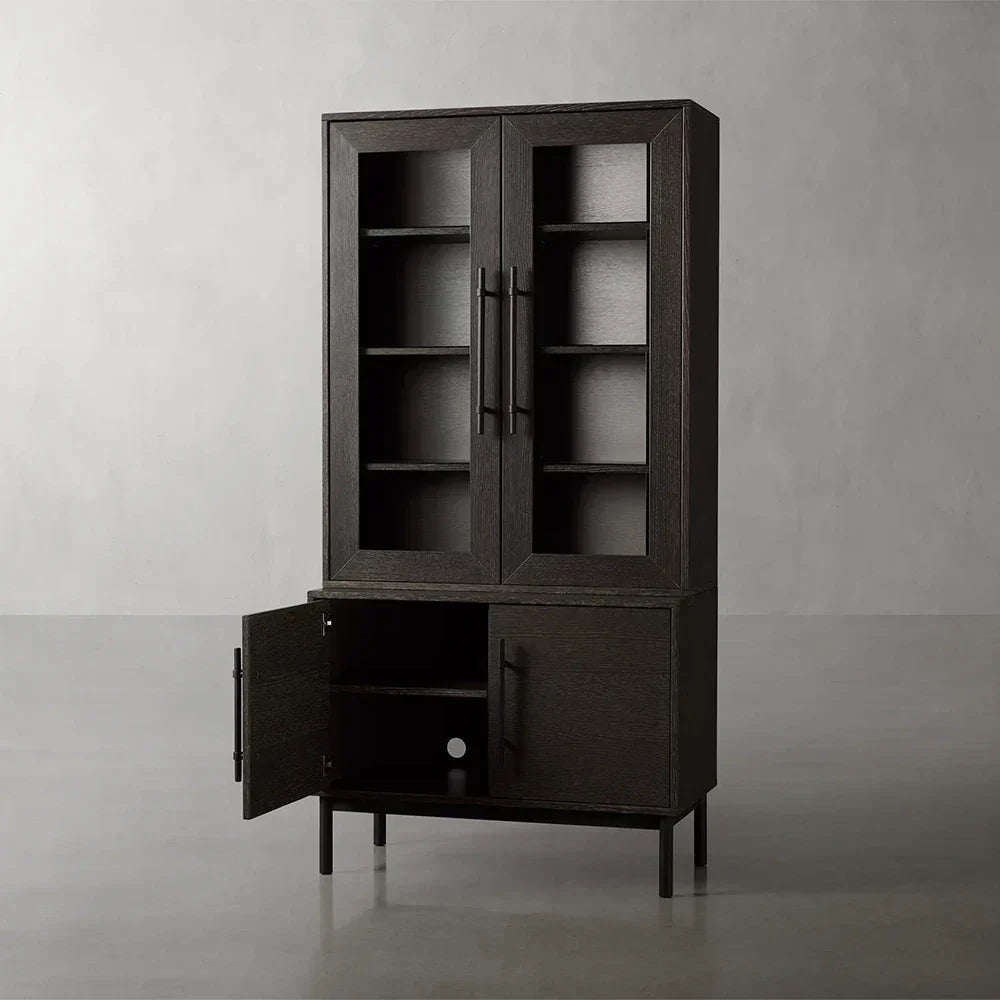 Sullivan Oak Wood Rustic Display Cabinet - Image 2