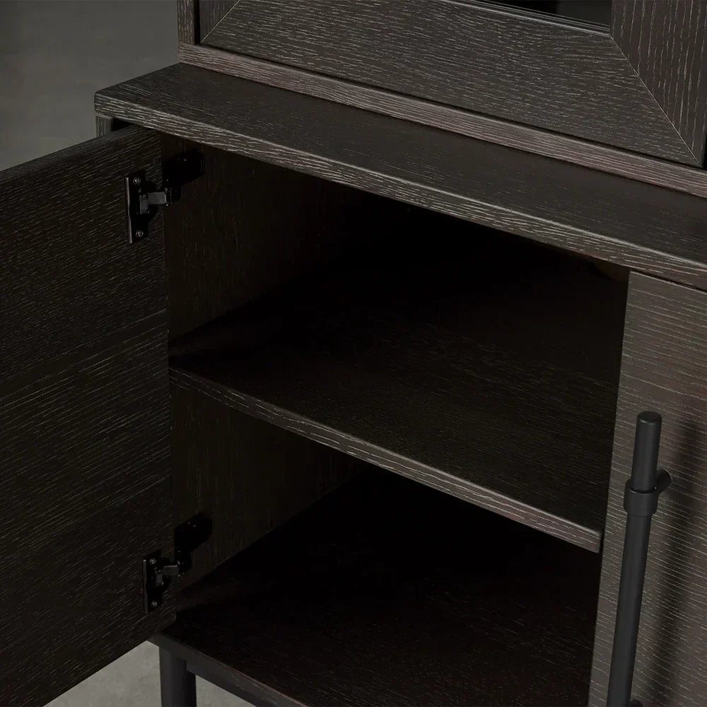 Sullivan Oak Wood Rustic Display Cabinet - Image 4