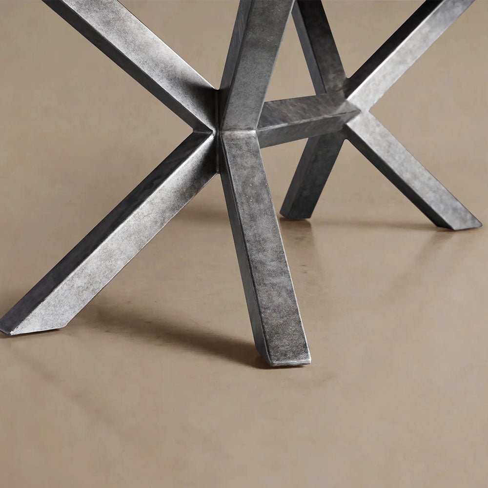 Petra Rectangle Dining Table marble & Petrified Wood Top with Iron Base - Image 5