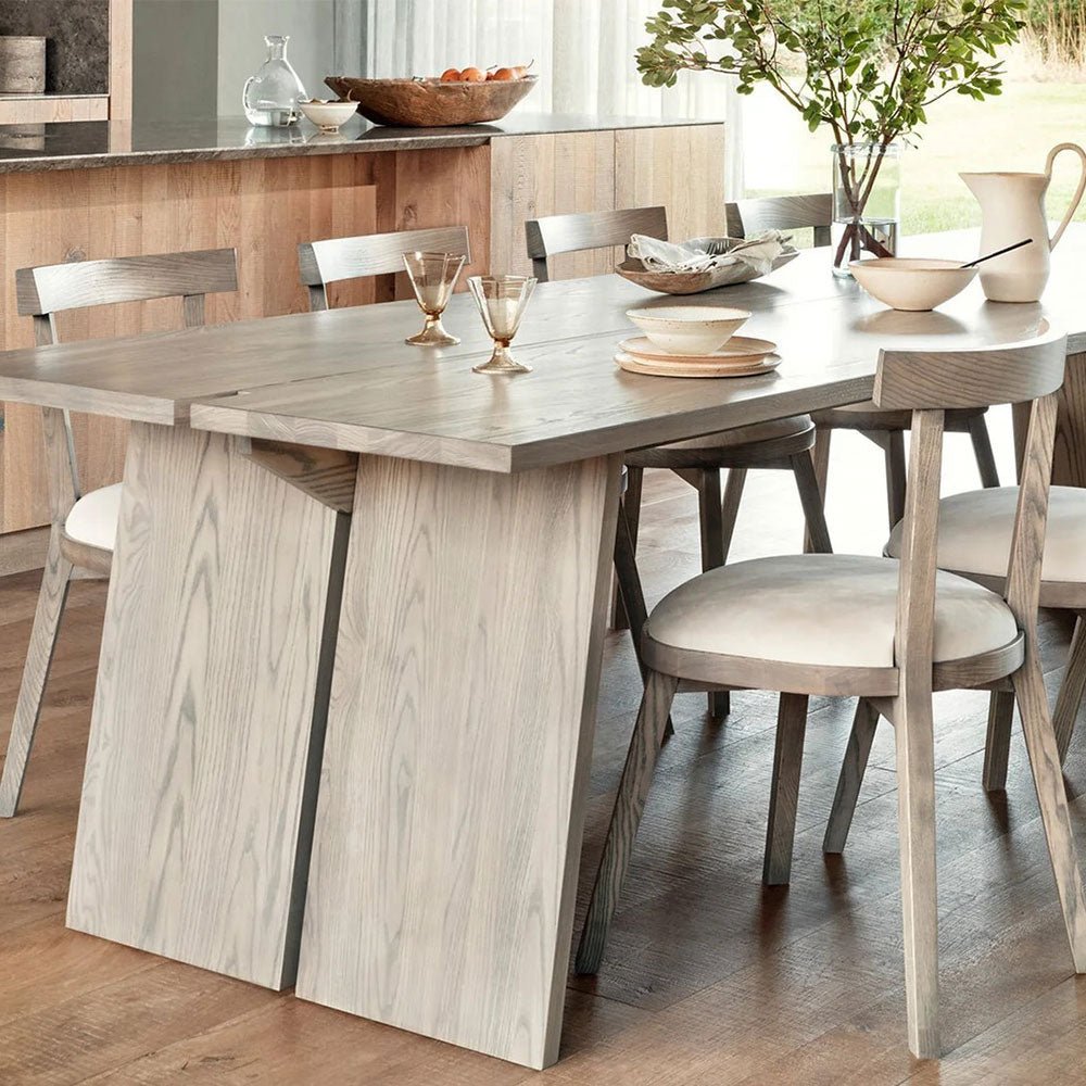 Carlisy Wood Rectangle Dining Table with Ash Wood Planks Top - Image 3