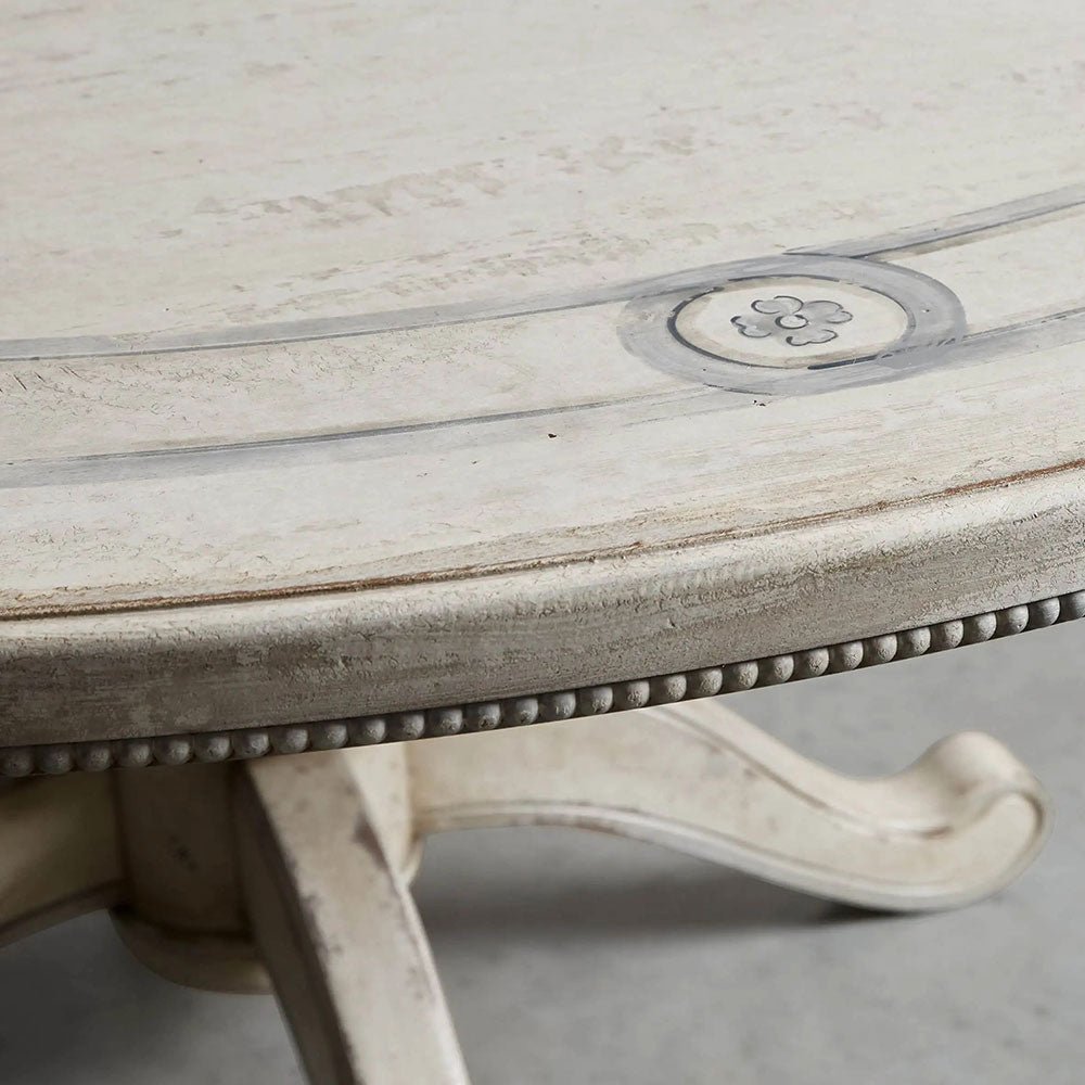 Girardi Margherita Bell'Arte Antique White Round Dining Table Hand-Painted Border Pattern - Image 3