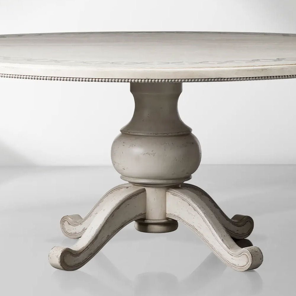 Girardi Margherita Bell'Arte Antique White Round Dining Table Hand-Painted Border Pattern - Image 2