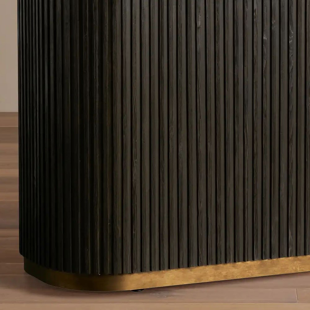 Finnley Rectangle Dining Table with Stone Top Reeded Oak Base - Image 2