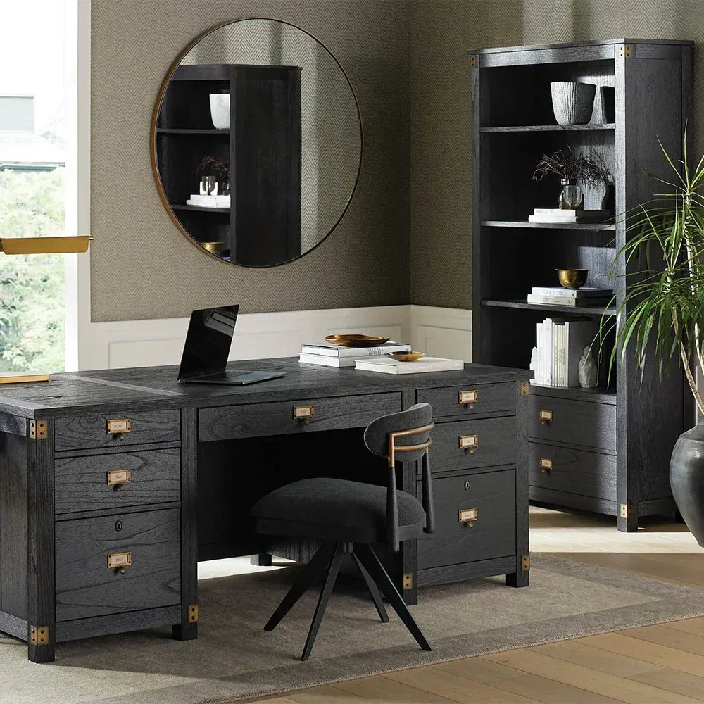 Telegraph Solid Wood Office Bookcase Hand-Distressed Tall Cabinets - Image 2