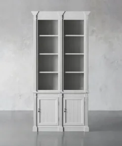 Athens Double Row Bookcase Wood Display Cabinet