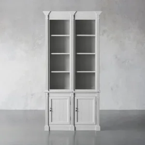 Athens Double Row Bookcase Wood Display Cabinet