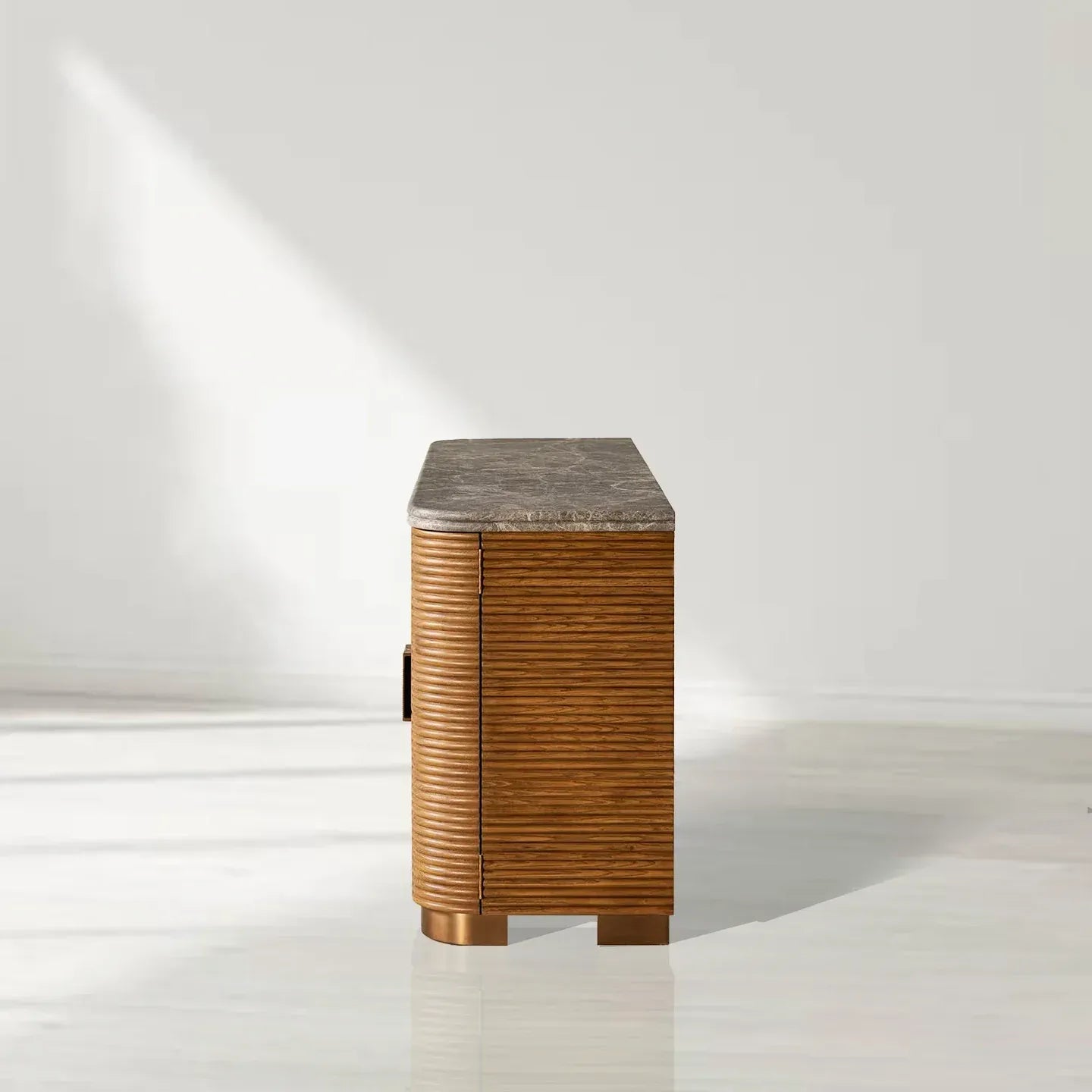 Grey Emperador marble Kensley Sideboard Wood Buffets Cabinet - Image 3