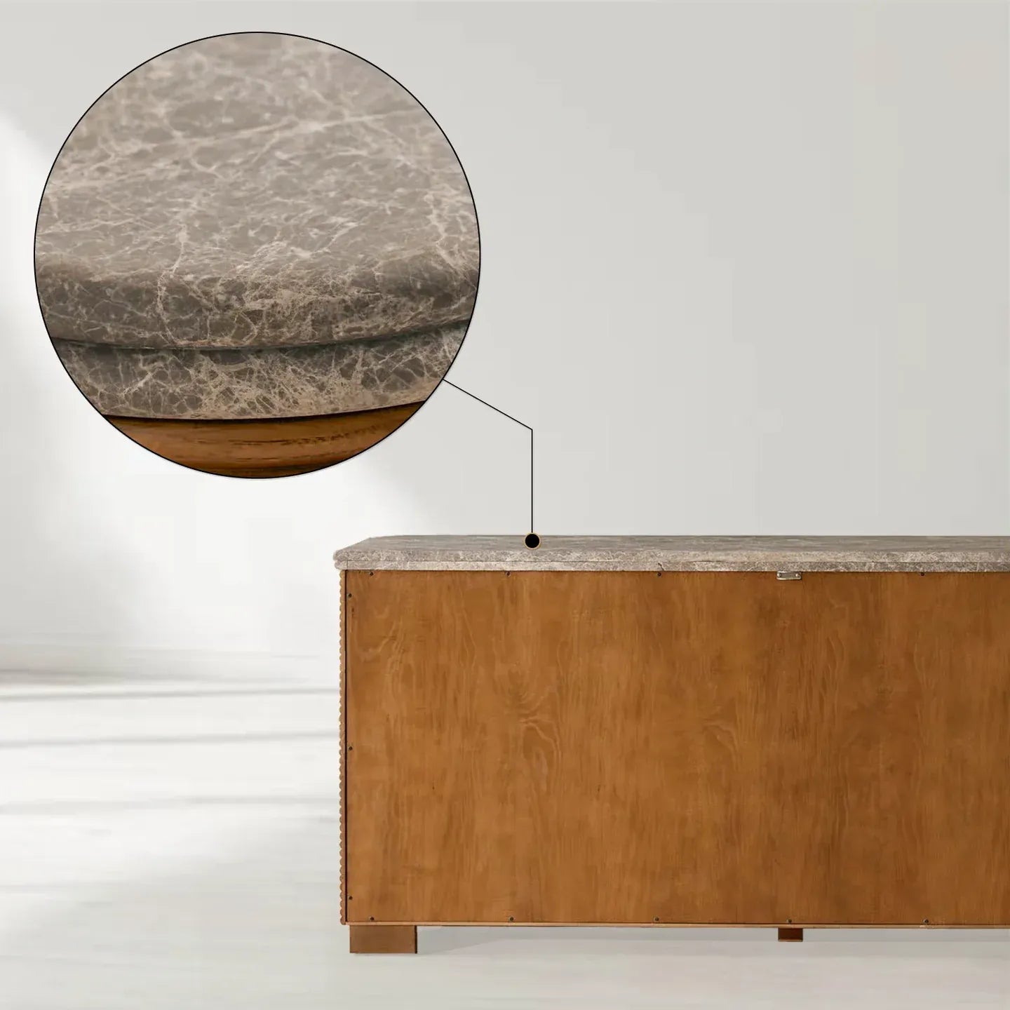 Grey Emperador marble Kensley Sideboard Wood Buffets Cabinet - Image 4