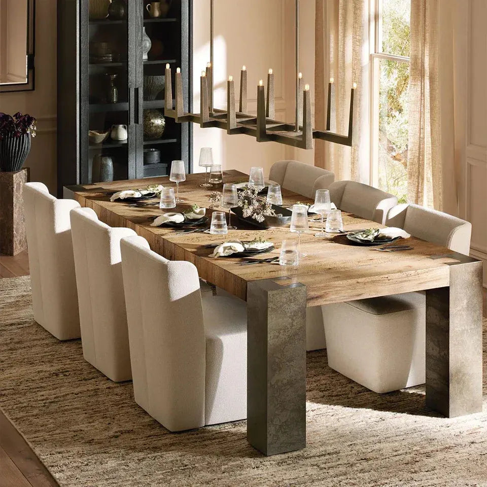 Telluride Mexican Oak Dining Table With Naturally Oxidized Steel Base - Image 2