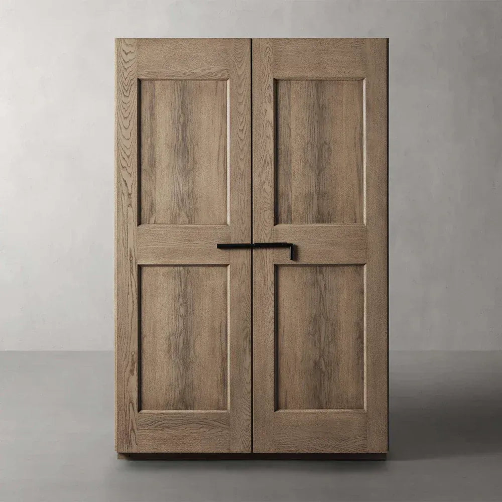 Turro Solid Oak Cabinet Rustic Living Room Tall Storage Cabinets - Image 2