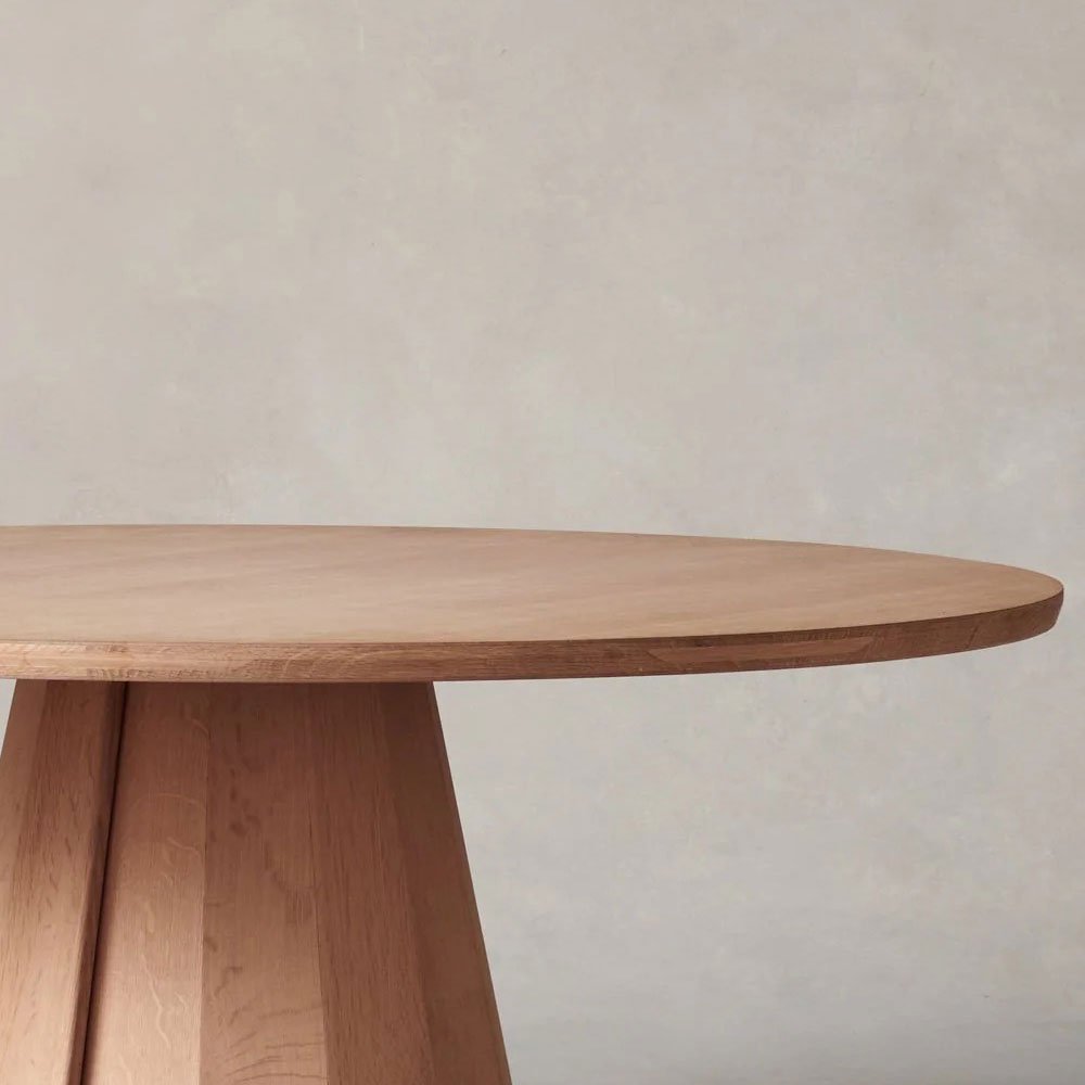 Brank Wood Round Dining Table With Faceted Cone Base - Image 2