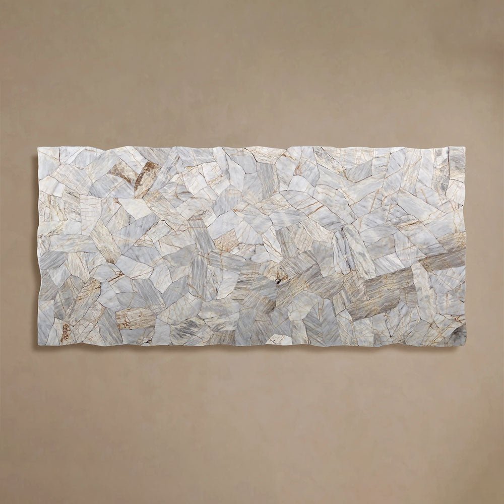 Petra Rectangle Dining Table marble & Petrified Wood Top with Iron Base - Image 6