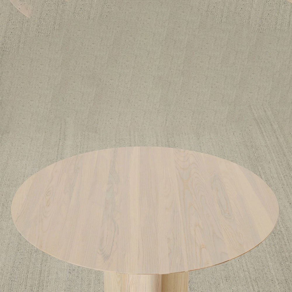 Reade Natural Ash Wood Round Dining Table with Sculptural Columnar Legs - Image 3