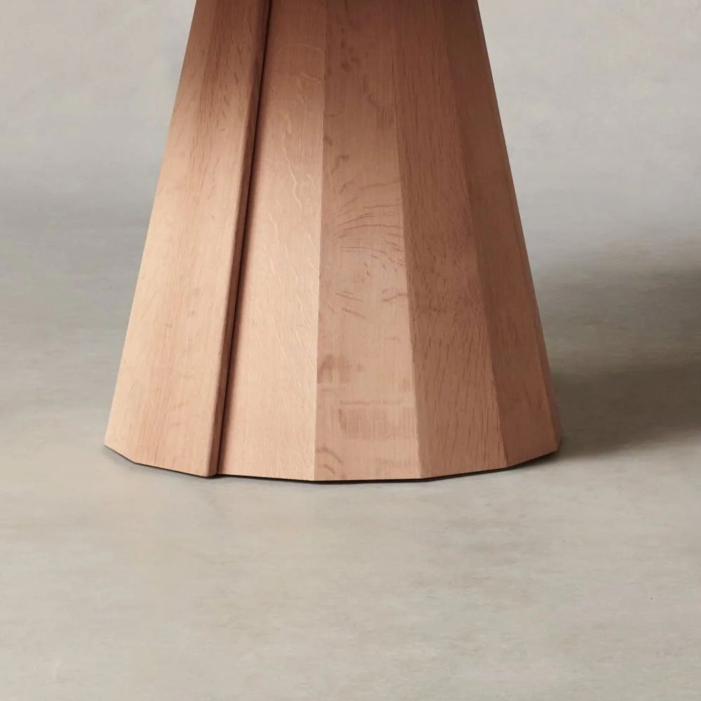 Brank Wood Round Dining Table With Faceted Cone Base - Image 3